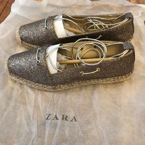 Zara Lace up sparkle espadrilles.